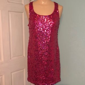 Pink sequin dress size large by one clothing